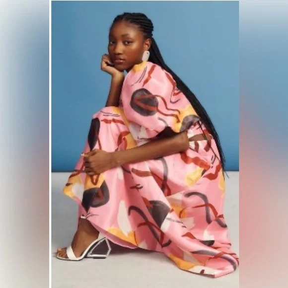 AURETA STUDIO - Anthropologie - Elegant Pink Abstract Dress (worn once) - Picture 3 of 3